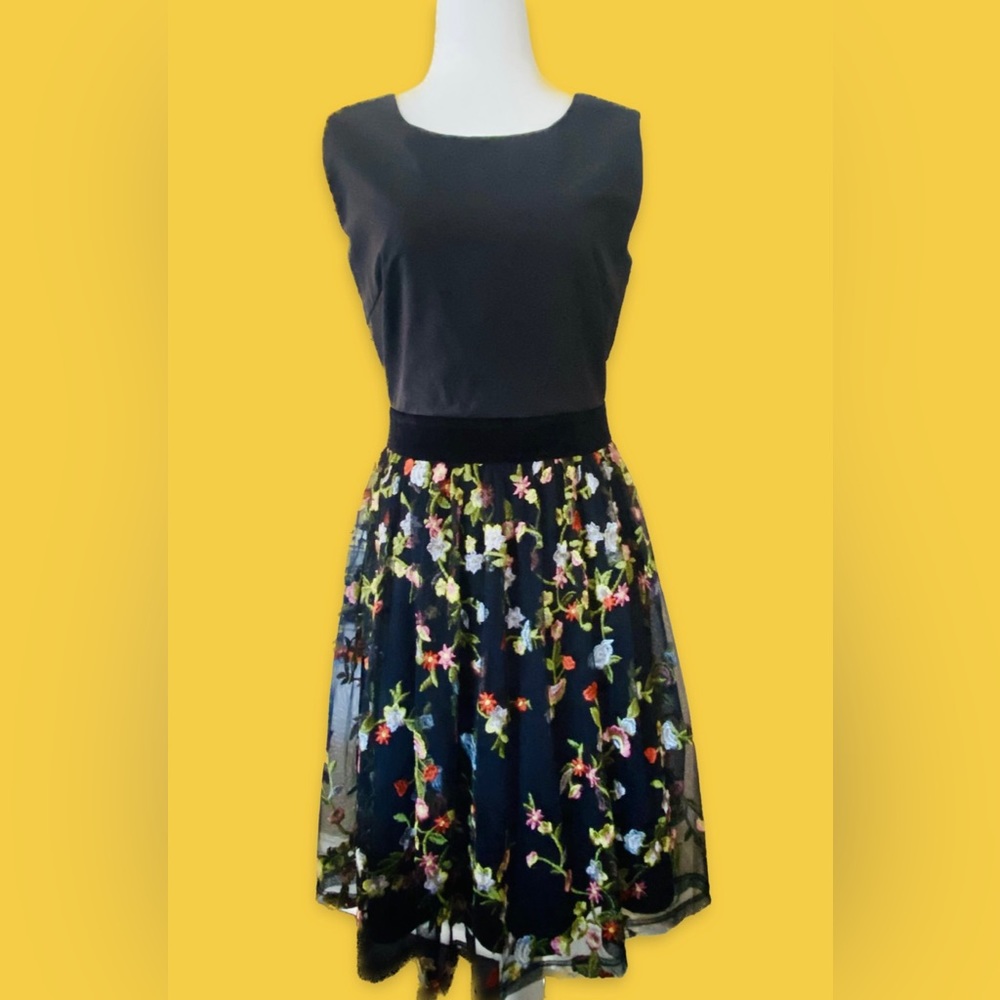 Black Floral Sleeveless Dress